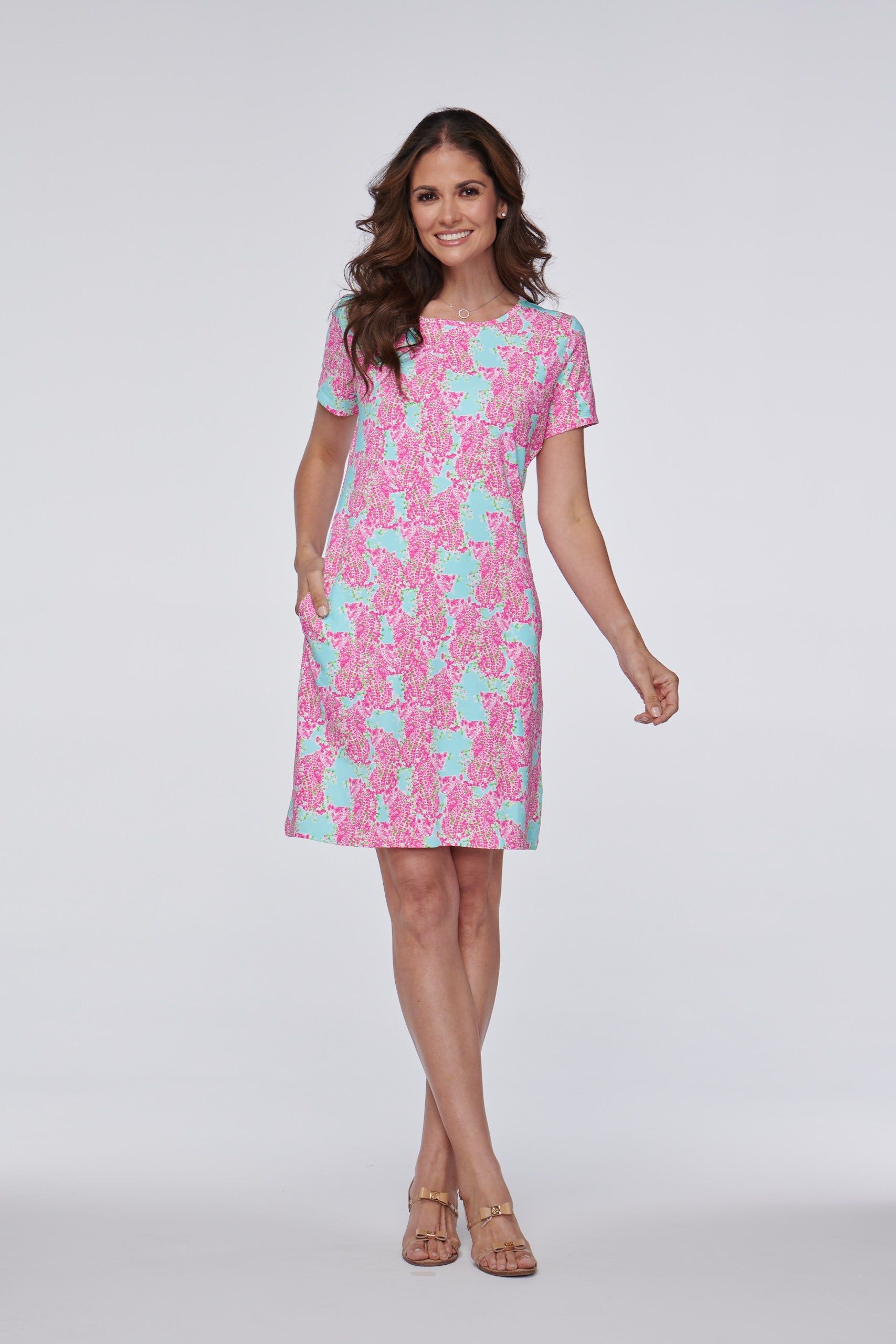 Short Sleeve Wide Crew Neck Dress Kenny Dana