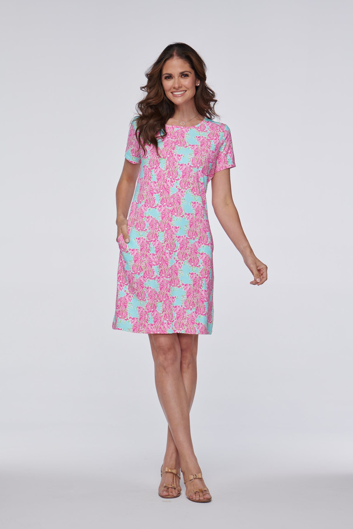 Short Sleeve Wide Crew Neck Dress