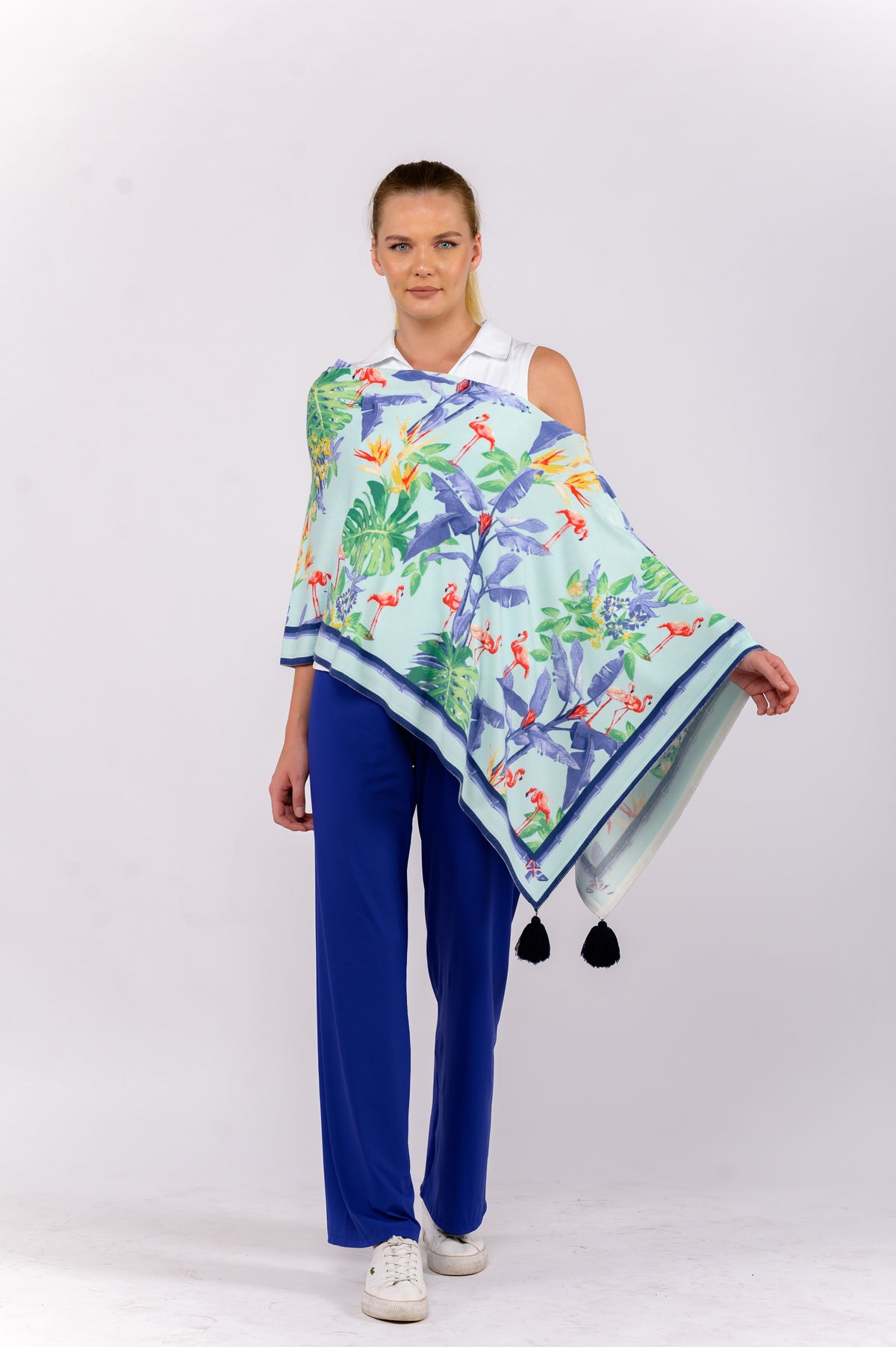 Ponchos (Flamingo Palm Lt. Blue)