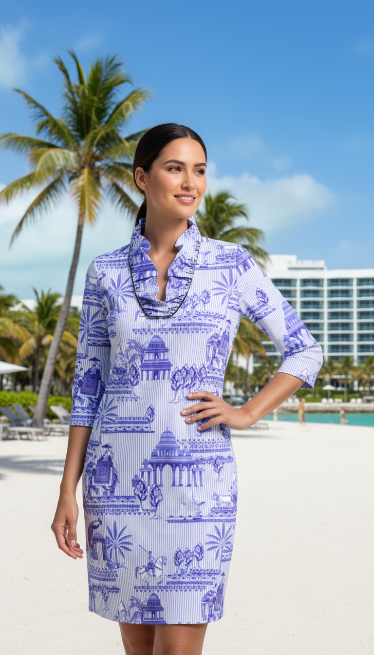 3/4 Sleeve Portrait Collar Dress
